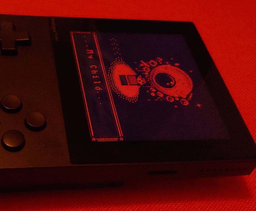 A photo showing Deadeus for the Game Boy running on the Analogue Pocket
